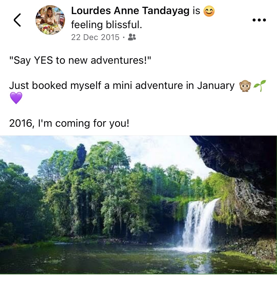 Facebook post from December 2015