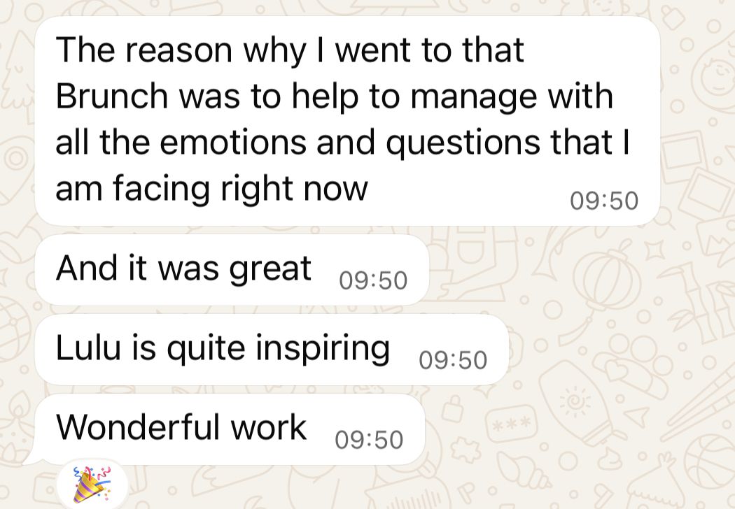WhatsApp testimonial sent after NGC Girls Talk Growth
